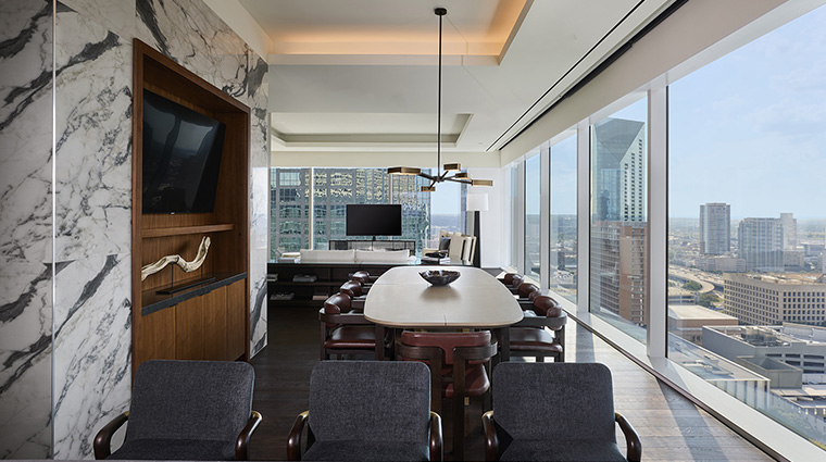 jw marriott dallas arts district room  presidential suite dining table